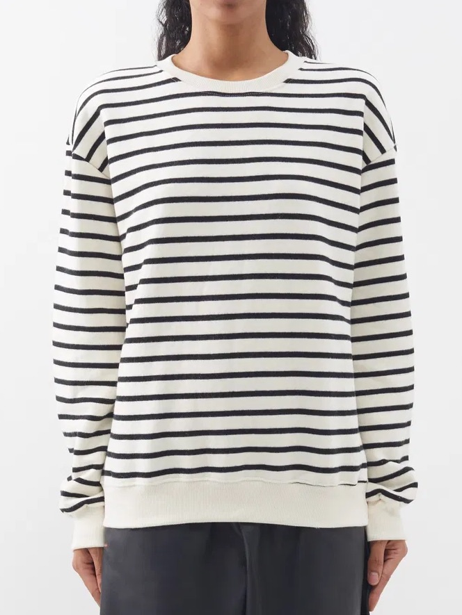 The Frankie Shop Saint Striped Cotton Sweatshirt